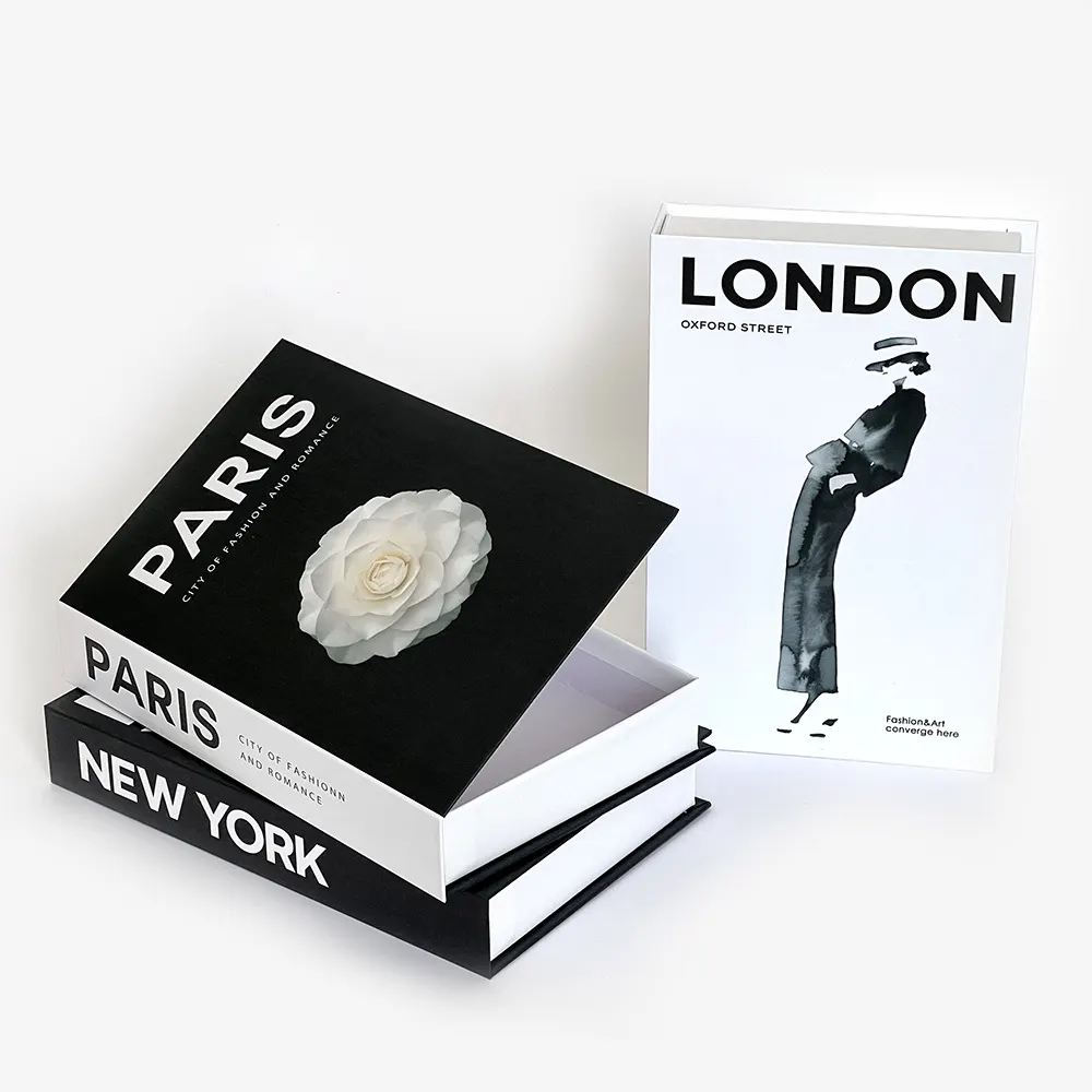 Minimalist decorative faux book with opening compartment—stylish, realistic tabletop accessory and creative storage box.